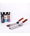 lot de 2 spatules plates inox manche en bois (36cm)