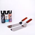 lot de 2 spatules plates inox manche en bois (36cm)
