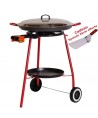 Kit à paella sur roulette - 12 parts - Plat anti adhérent - Couvercle