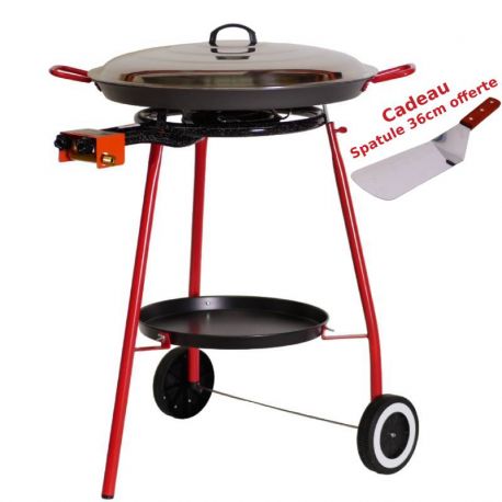 Kit à paella sur roulette - 12 parts - Plat anti adhérent - Couvercle