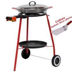 Kit à paella sur roulette - 15 parts - Plat acier - Couvercle