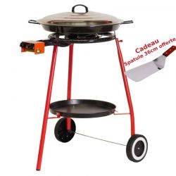 Kit à paella sur roulette - 12 parts - Plat emaillé - Couvercle