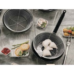 Sauteuse 24 cm émaillée pour friture avec panier